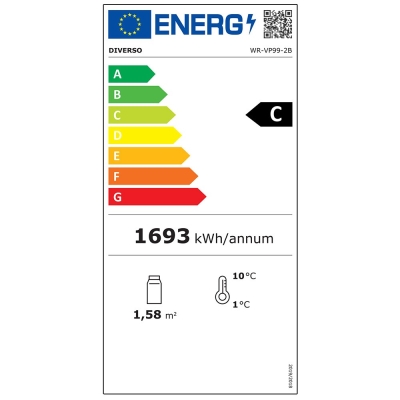 Vitrine Frigo verticale, 2 portes, 1085 litres - NOIRE WR-VP99-2B